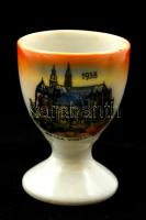 1938 Kassa visszatért! mini emlék pohárka, Victoria porcelán, matricás, jelzett, hibátlan, 6x4 cm.