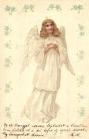1899 Angel greeting card, litho