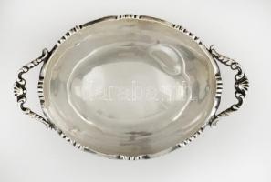 Ezüst (Ag.) tartó, jelzett, kis horpadással, 2 lába görbült, nettó:76 gr, 11,5×7×4,5 cm