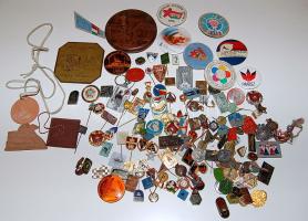 Kis tétel, jelvények, kitűzők, plakettek, régi és új, egész világ, több, mint 130db