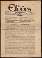 1928 Az Előörs című újság, fajvédő hetilap I. évfolyamának 12. száma, felvágatlan