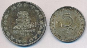1948. 5Ft Ag "Petőfi" + 20Ft Ag "Táncsics" -  T:2 ph., patina
Adamo EM1, EM3