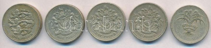 Nagy-Britannia 1983-2003. 1Ł (5x) T:2,2- ph.
Great Britain 1983-2003. 1 Pound (5x) C:XF,VF edge err...