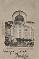 Nagyvárad, Oradea; Zion templom, zsinagóga, rakodók szekéren. Kiadja Sebő I. Imre / synagogue, loading from carriage, Art Nouveau