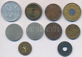 Vegyes: 10db-os zseton és bárca tétel, benne "BKV", "KSM SÖR", "Fővárosi Cs...