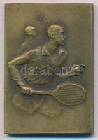 1933. M. N. B. T. S. E. Br teniszverseny díjplakett HUGUENIN gyártói jelzéssel (36x52mm) T:1-,2 kis patina