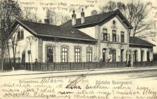 Szenc, Szempcz, Senec; Vasútállomás, pályaudvar / railway station, Gelbers Ansichtskartenausstelung No. 38. (EK)