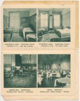 Tátra, kinyitható zárt levelezőlap, Hrebeniok sport szálló, a sikló vasút végállomása, szoba belsők,...