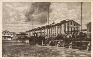 Újverbász, Novi Vrbas; Zuckerfabrik / cukorgyár, ipari vasút munkásokkal, Reich és Friedmann kiadása / sugar factory, industrial railway with workers (EK)