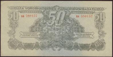 1944. 50P "V.H." előlapon ötven pengő "N" betűjében óriási lemezhiba + nyitott "E" betű T:I-
