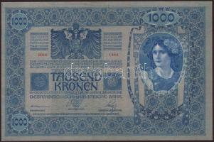 1902. 1000K előlapon piros "Magyarország" körbélyegzővel T:II+ Csak egyszer hajtva!