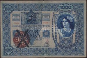 1902. 1000K piros "Magyarország" körbélyegzővel, rajta Andráskereszt T:III