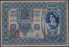 1902. 1000K benyomott cseh ellenbélyeggel T:III+
