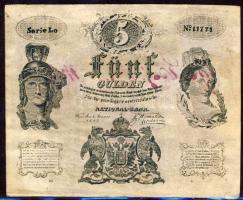 1847. 5G hamisítványa, hátlapon piros számozás, aláírás T:II