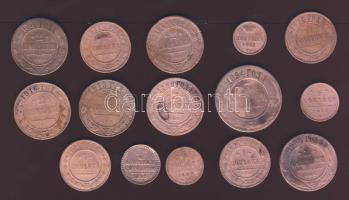 Oroszország 1841-1916. 1p (1x), 1/4k (1x), 1/2k (2x), 1k (4x), 2k (6x), 3k (1x), összesen 15db, ebből 13db klf T:3 (többség), 3/4 (kevés)