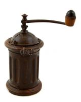 Fa és fém részekből álló régi kávédaráló, jelzett, m: 21 cm