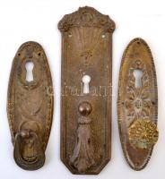 3 db díszes réz zársapka, különböző méretben