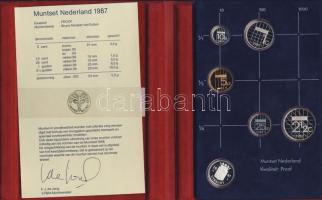 Hollandia 1987. 5c-2 1/2G (5klf db) + Ag zseton forgalmi sor díszszettben T:PP Tanúsítvánnyal!