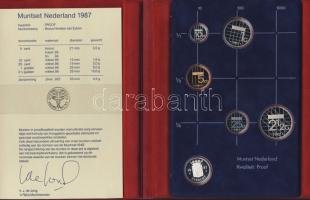 Hollandia 1987. 5c-2 1/2G (5klf db) + Ag zseton forgalmi sor díszszettben T:PP Tanúsítvánnyal!