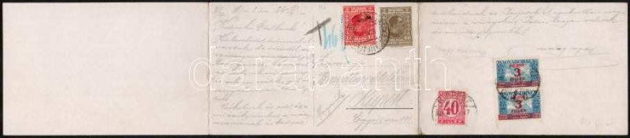 Hvar, Lesina; 3-részes panorámalap, látkép / 3-tiled panoramacard, general view (hajtásnál szakadt /...