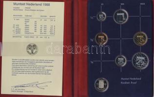 Hollandia 1988. 5c-2 1/2G (5klf db) + Ag zseton forgalmi sor díszszettben T:PP Tanúsítvánnyal!