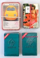 3 pakli kártya: erotikus, autós, kínai römi, saját dobozaikban