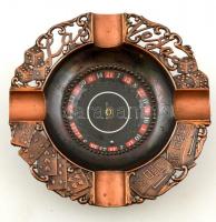 "Las Vegas" vörösréz rulett, működőképes állapotban, d: 14 cm