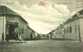 Szlatina, Slatina; Bahngasse, Kolodvorska ulica / Vasút utca, üzlet / street, Leopold Fuchs & Co. shop (EK)