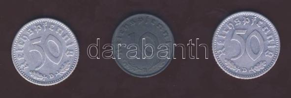 Német 3. Birodalom 1940D 50Pf Alu h.k.-tel (2x) T:3+ + 1942B 10Pf h.k.-tel T:3+