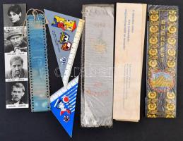 6 db különféle könyvjelző + 2 db műanyag reklám vonalzó