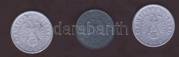 Német 3. Birodalom 1940D 50Pf Alu h.k.-tel (2x) T:3+ + 1942B 10Pf h.k.-tel T:3+