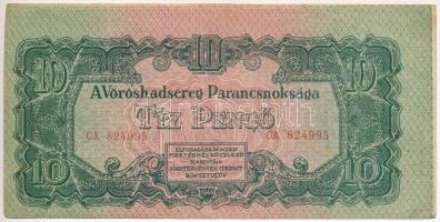 1944. 10P &quot;A Vörös Hadsereg Parancsnoksága&quot; elcsúszott nyomat, ívszéllel T:III