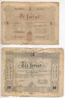 1848. 5Ft barna + 10Ft Kossuth bankó T:III-,IV