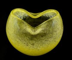 Karcagi fátyolüveg hamutartó, jelzett, hibátlan, m: 8,5 cm