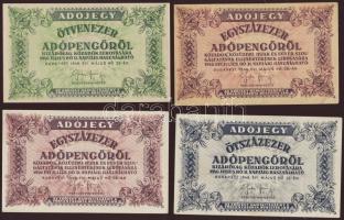 1946. 50.000AP, 100.000AP 2 klf variáns, 500.000AP T:I-,II+ Összesen 4db.