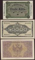 Német Birodalom/Weimar/Köln 1923. 50.000M, 100.000M, 500.000M (2x) egymásutáni sorszámokkal!, 200.00...