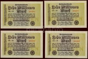 Német Birodalom/Weimar 1923. 10.000.000M (4x) egymásutáni sorszámokkal T:I,I-