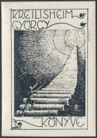 A Tóth Sándor (1904-1980): Kreilisheim György könyve, ex libris, klisé, papír, jelzett a klisén, 9x6 cm