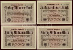 Német Birodalom/Weimar 1923. 50.000.000M (4x) egymásutáni sorszámokkal T:I,I-