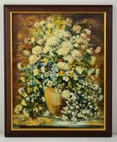 Olvashatatlan jelzéssel: Virágcsendélet. Olaj, farost, fa keretben, 49x38 cm