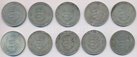 1947. 5Ft Ag "Kossuth" (10x) T:2,2-,3 patina