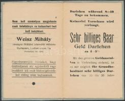 cca 1910 Weisz Mihály Országos Földhitelközvetítő vállalatának  háromnyelvű reklámfüzete, 11 p., 12x...