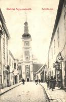 Nagyszombat, Trnava; Színház utca, Magy. kir. dohány és szivar üzlet, Johan Zlatos üzlete, templom; G. M. P. 882. / street, tobacco shop, church, shop (EK)