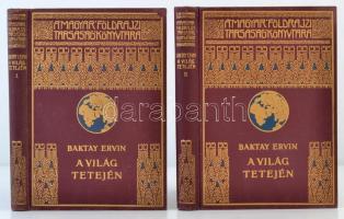 Baktay Ervin: A világ tetején I-II kötet. Kőrösi Csoma Sándor nyomdokain Nyugati Tibetbe. I-II. kötet. Hatvan és negyvenegy képpel és két térképpel. Magyar Földrajzi Társaság Könyvtára. Bp., é. n., Lampel R. (Wodianer F. és Fiai.) Rt., 312+144 p. Kiadói dúsan aranyozott egészvászon sorozatkötésben. Nagyon szép állapotban.