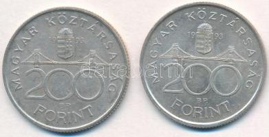 1993. 200Ft Ag "MNB" (2x) T:2,2-