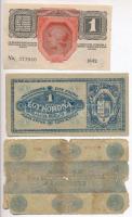 1902. 1000K piros "Deutschösterreich" felülbélyegzéssel + 1916. 1K + 1919. 5K "MÁS TÖ...