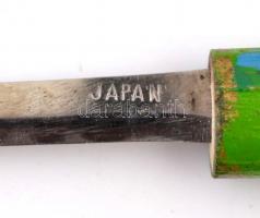 Díszes, szamurájkard alakú levélbontó, jelzett, apró kopásokkal, h: 16,5 cm