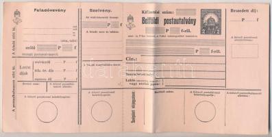 Budapest 1917. "Postautalvány" belföldi forgalomra, kitöltetlen (2x) + 1939. "Belföld...