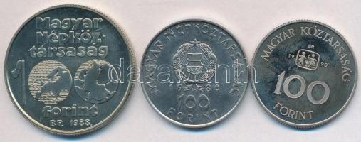 1980. 100Ft Ni "Szovjet-magyar közös űrrepülés" + 1988. 100Ft alpakka "Labdarúgó Euró...