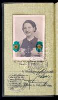 1938 Fényképes magyar útlevél meghosszabbítással, jugoszláv vízummal, Óbecse / Kénes Gyógyfürdő bélyegzéssel